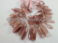 Strawberry Quartz Faceted Long Pear Beads